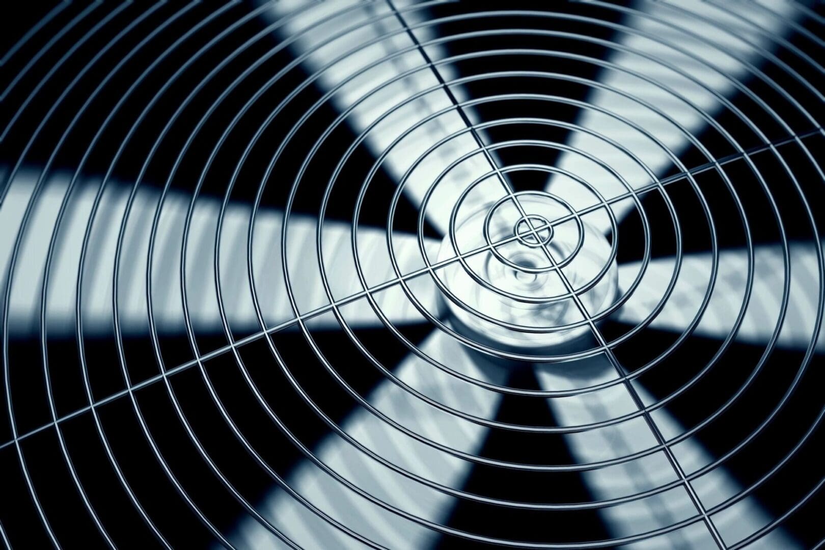 A close up of the blades on an air conditioner